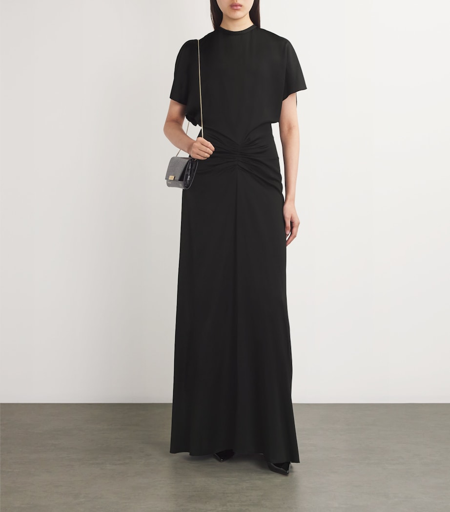 Gathered-Waist Maxi Dress BLACK Image 2