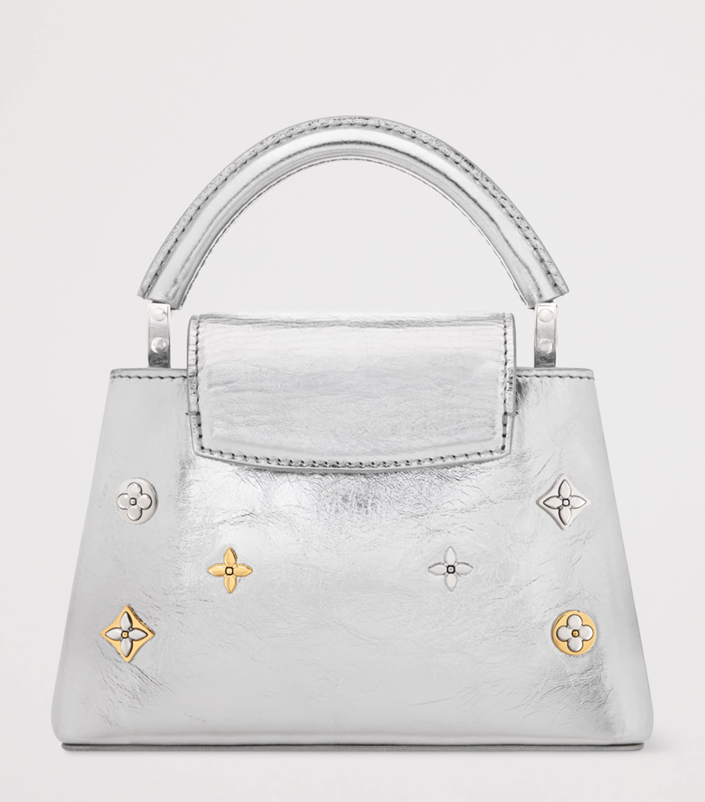 Mini Leather Capucines Top-Handle Bag SILVER Image 4