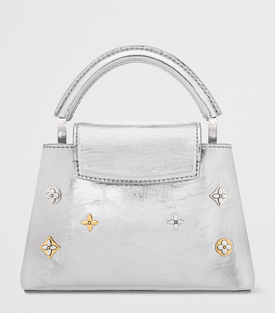 Mini Leather Capucines Top-Handle Bag SILVER Image 4