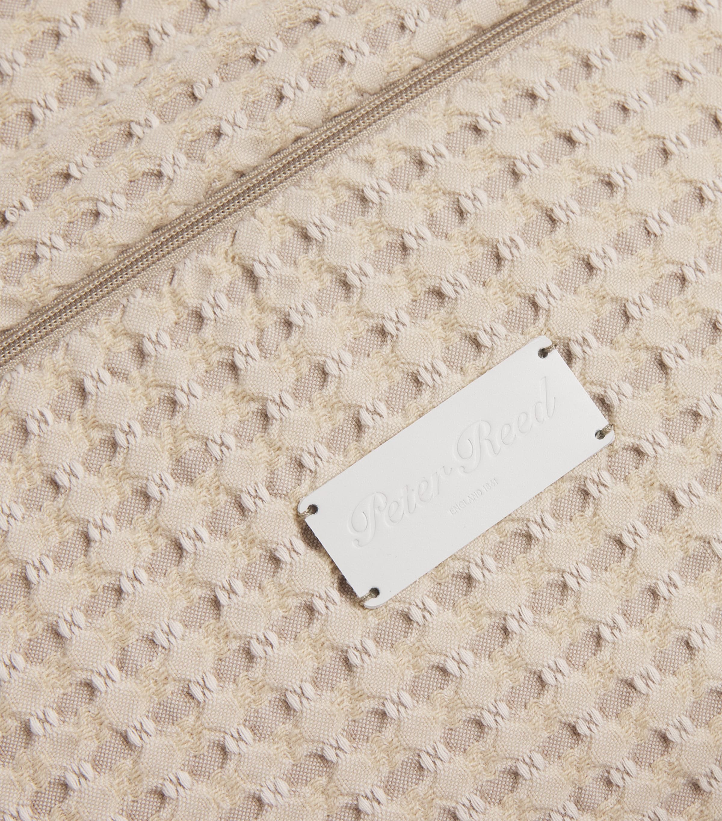 Textured Checkers Oxford Cushion (50cm x 50cm) NEUTRAL Image 3