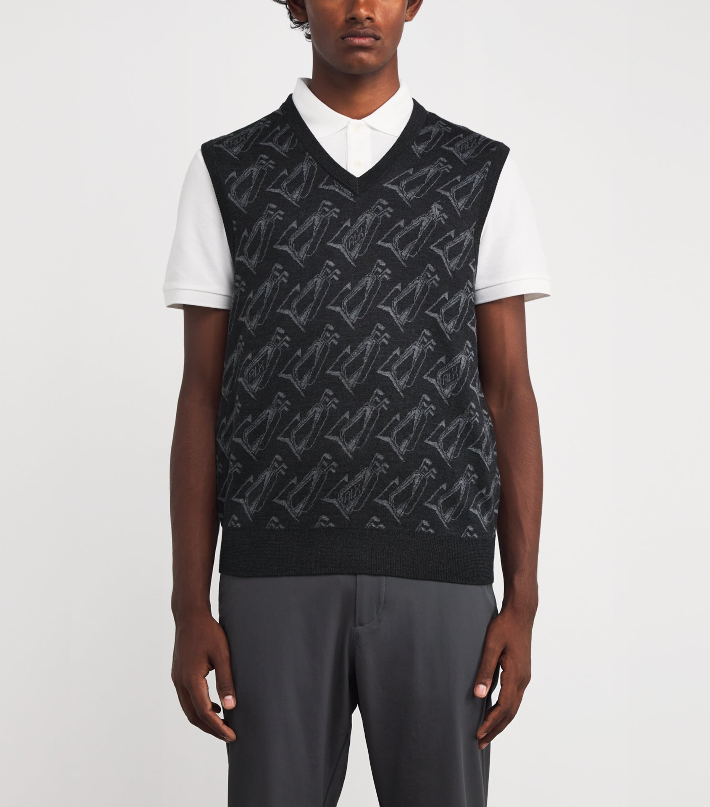 Jacquard V-Neck Sweater Vest GREY MULTI Image 3