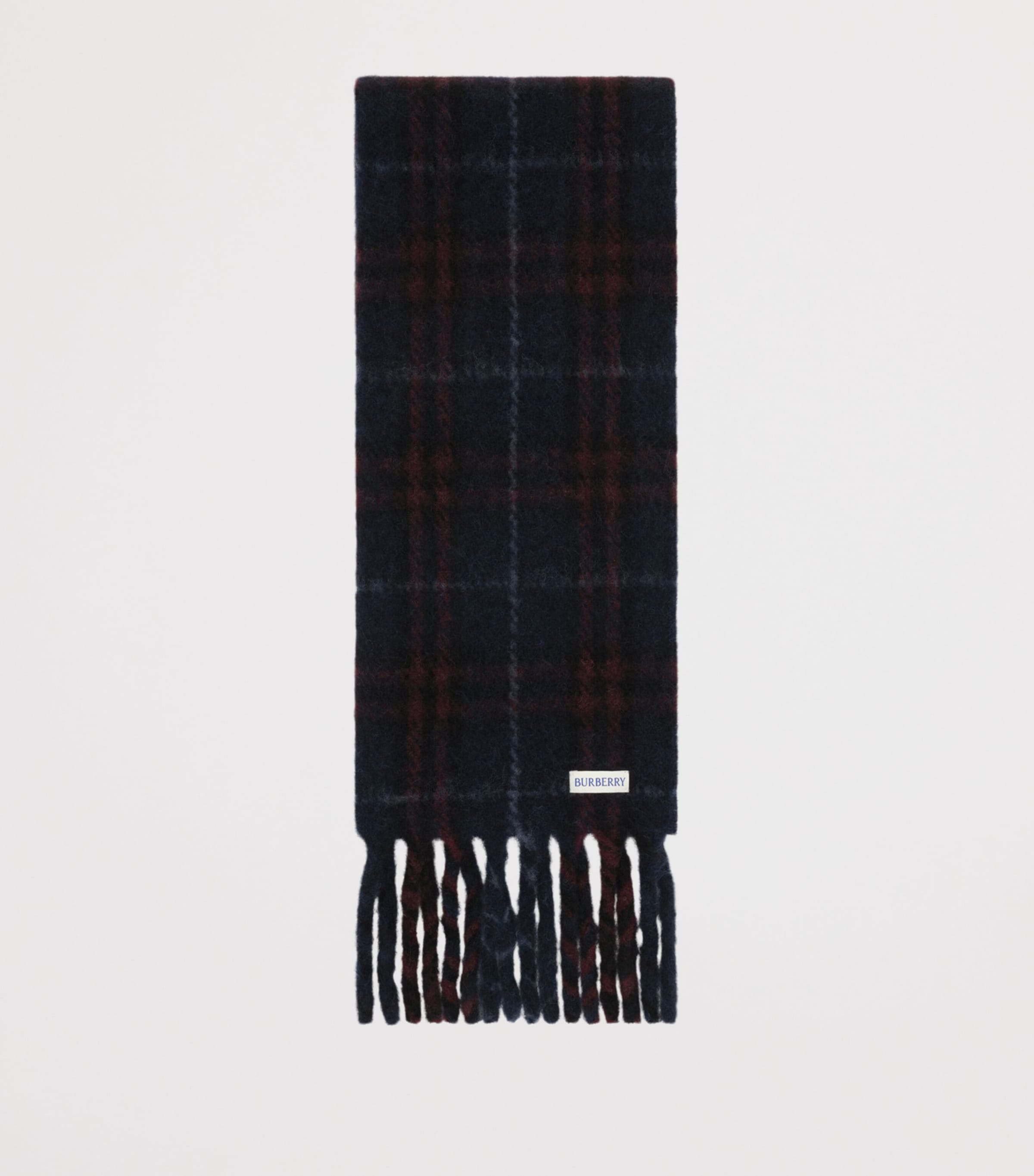 Burberry Wool-Blend Narrow Check Scarf Midnight Blue Image 2