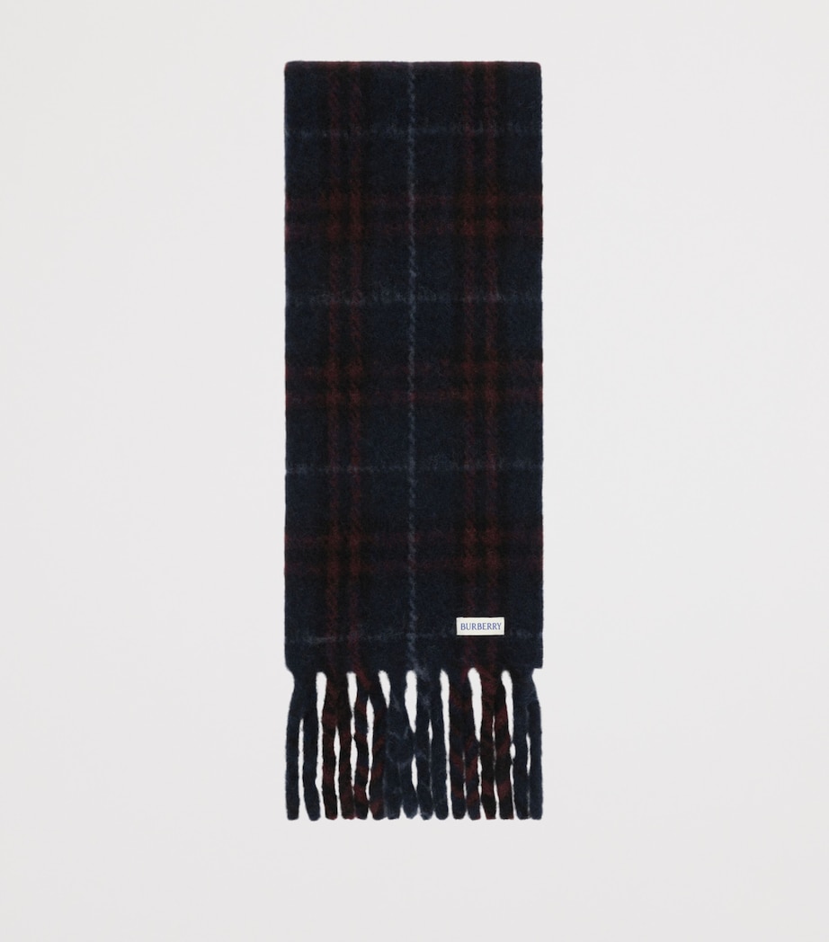 Burberry Wool-Blend Narrow Check Scarf Midnight Blue Image 2