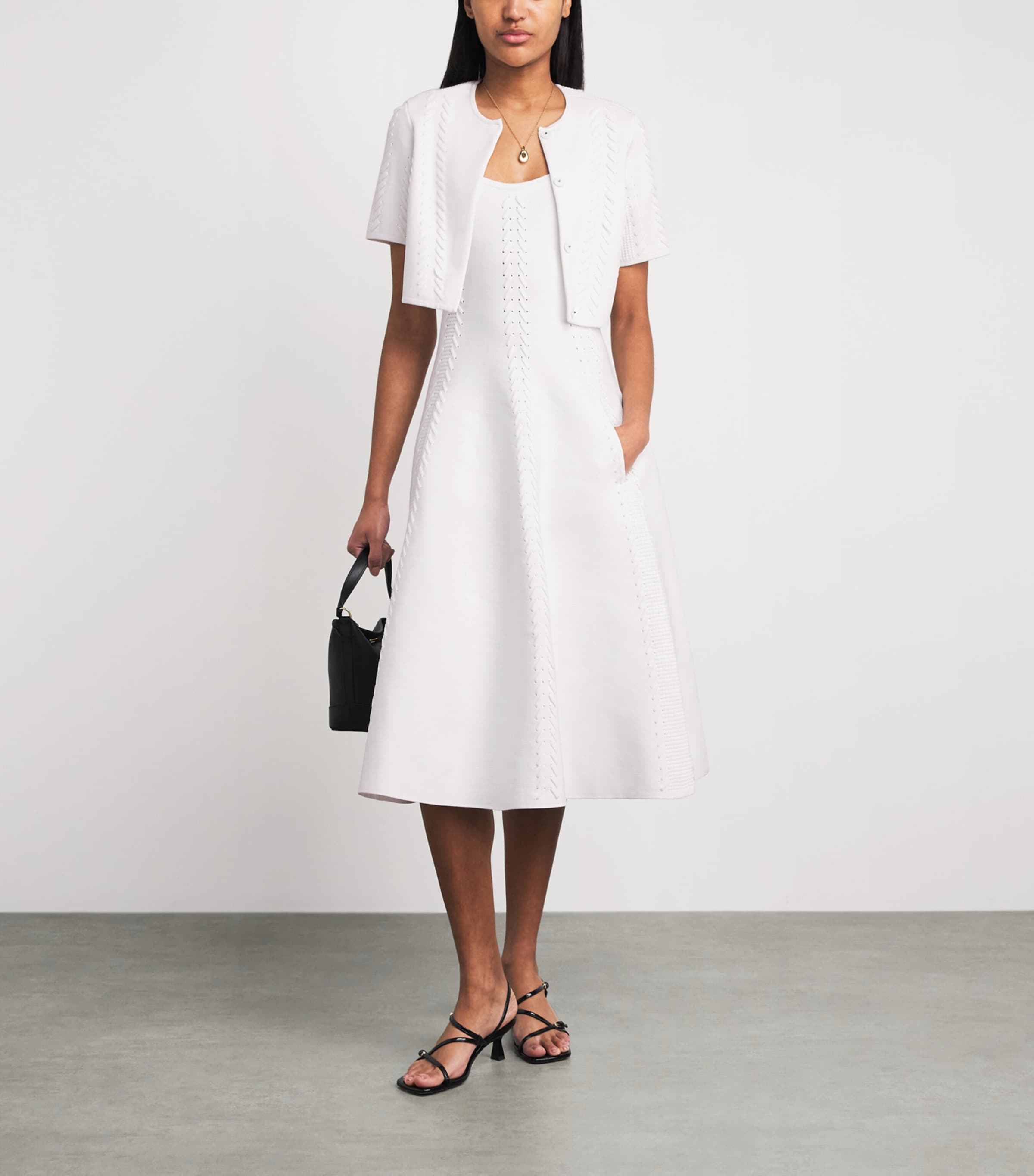 Maje Womens Knit Midi Dress White Image 2