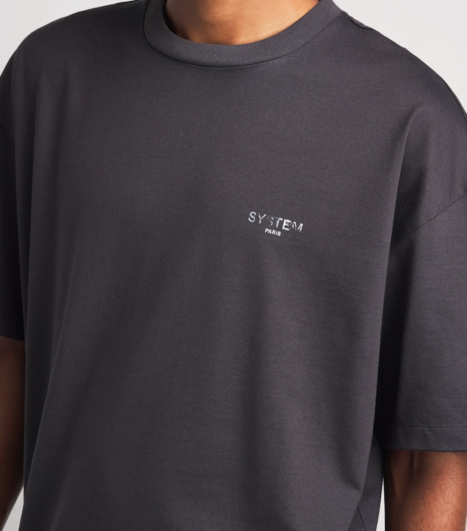 System Mens Cotton Logo T-Shirt Black Grey Image 3