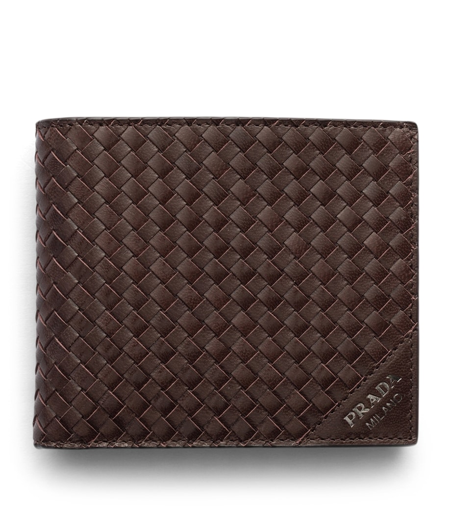 Prada Leather Woven Wallet Brown Image 1
