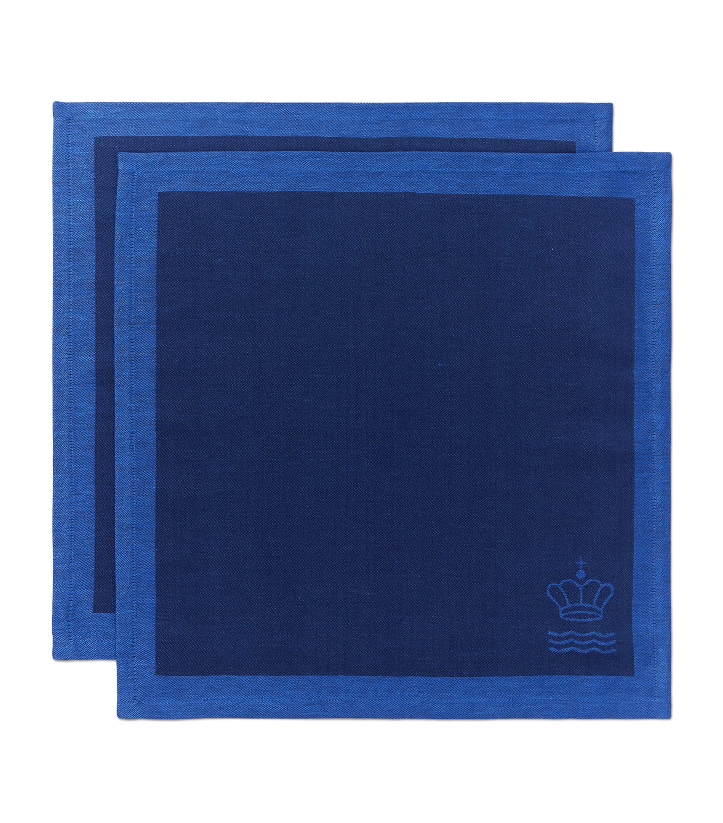 Set of 2 Jacquard Waves Napkins (45cm x 45cm) BLUE Image 4
