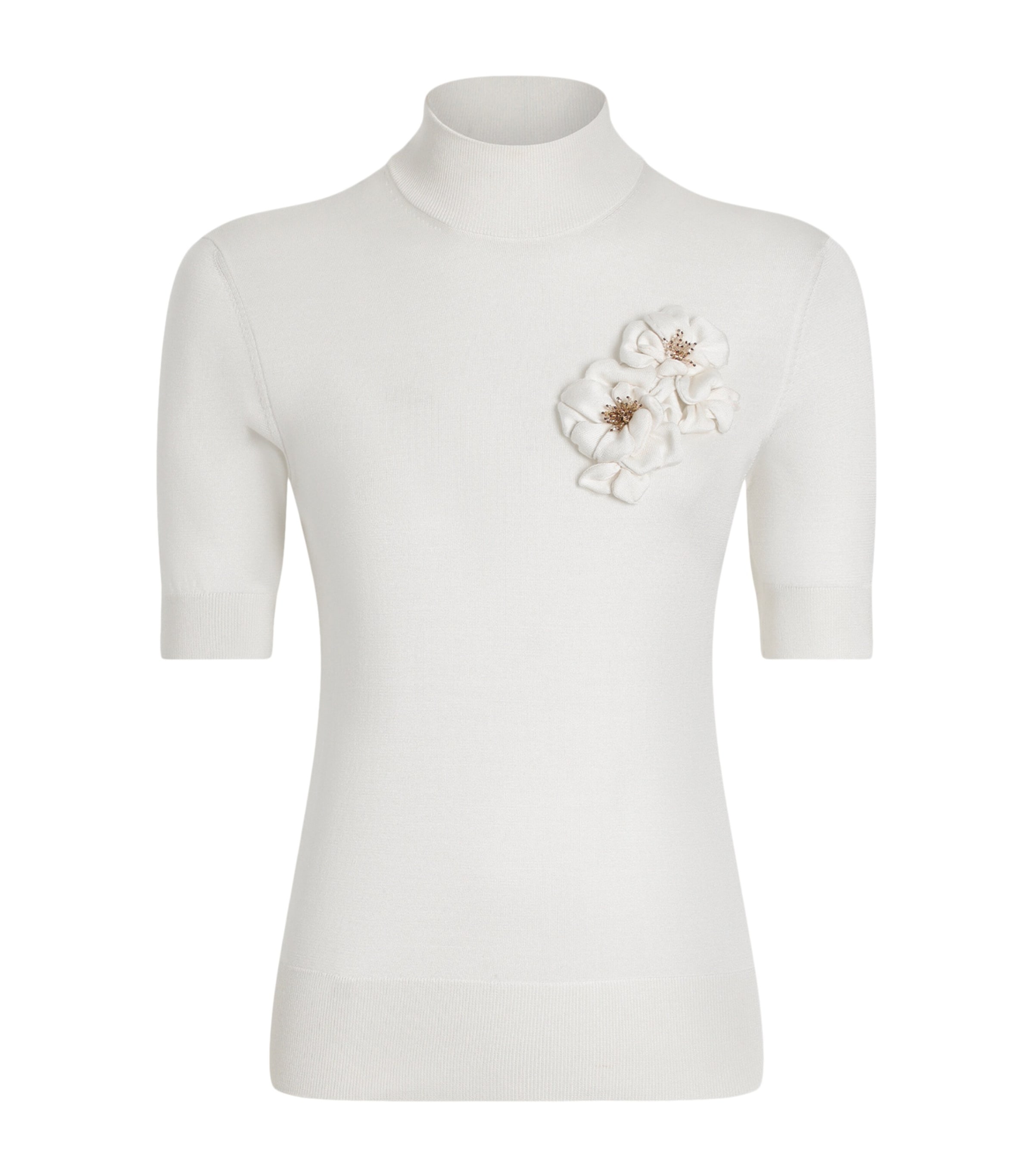 Dolce & Gabbana Silk Flower-appliqué Sweater