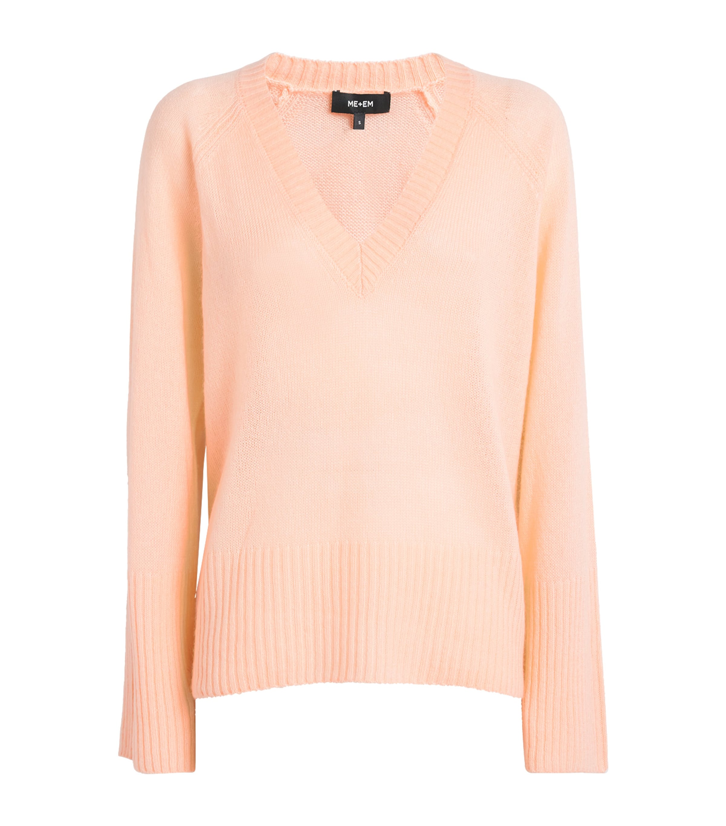Shop Me+em Merino Wool-cashmere-silk V-neck Sweater In Orange