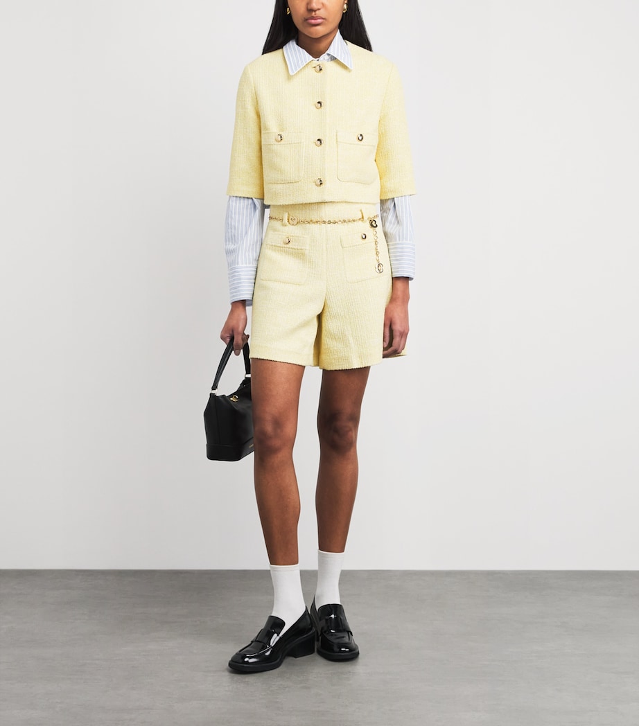 Tweed Cropped Jacket PALE YELLOW Image 2