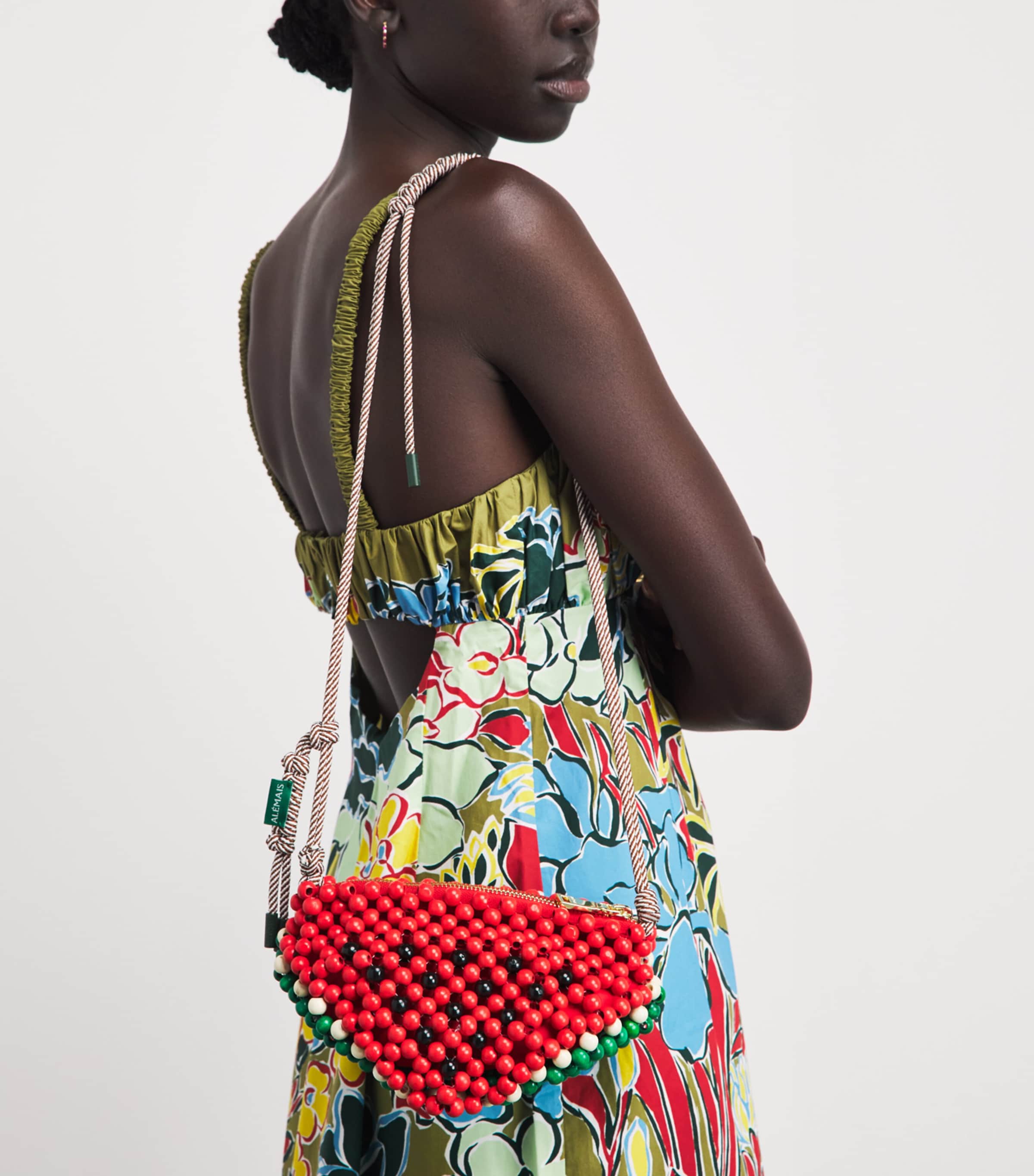 ALEMAIS Mini Beaded Watermelon Shoulder Bag Coral Image 2