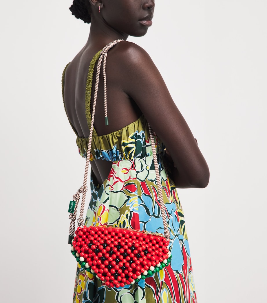 ALEMAIS Mini Beaded Watermelon Shoulder Bag Coral Image 2