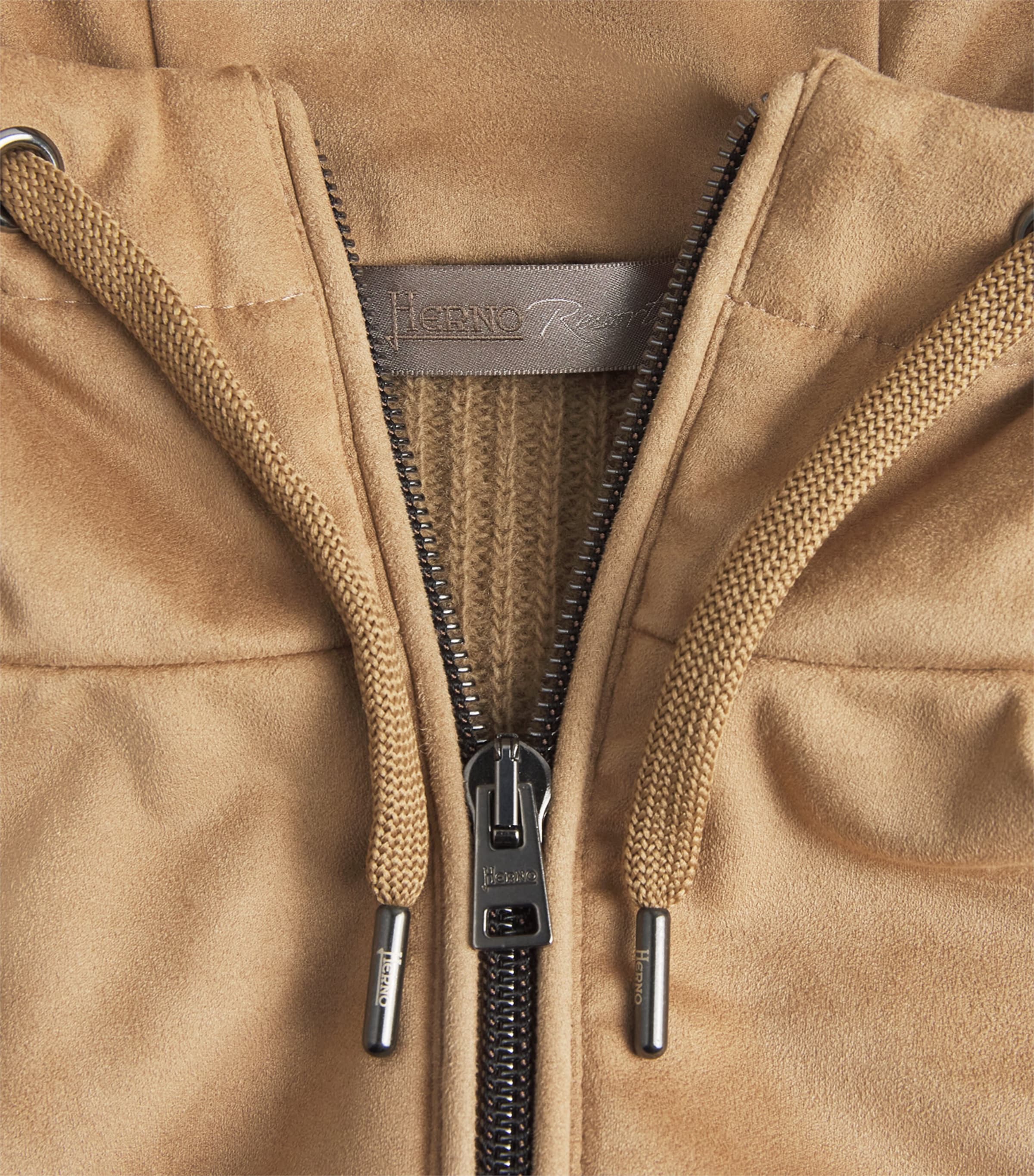 Herno Mens Wool Hybrid Hooded Jacket Cammello Image 6