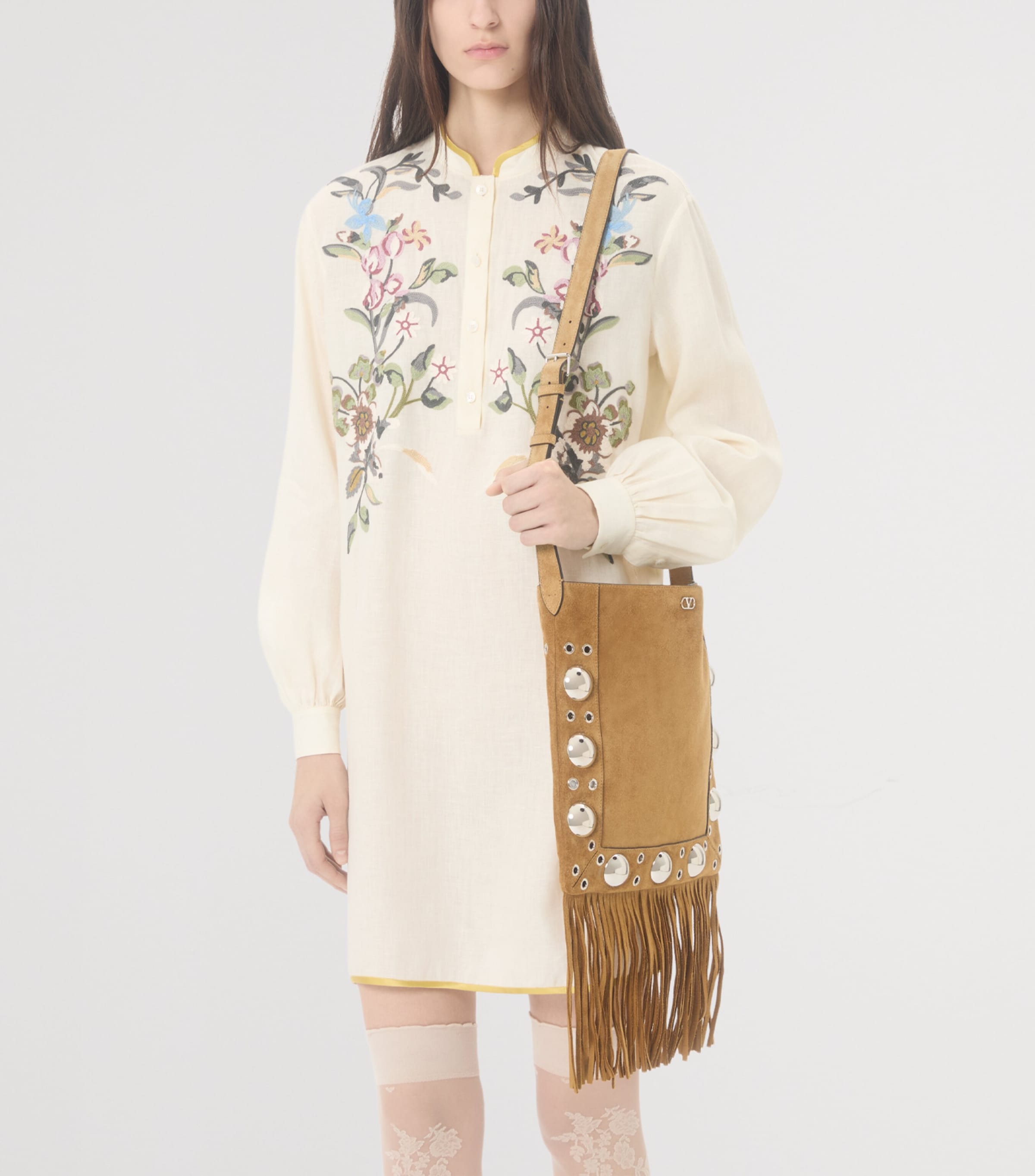 Valentino Womens Linen Embroidered Mini Dress Image 6