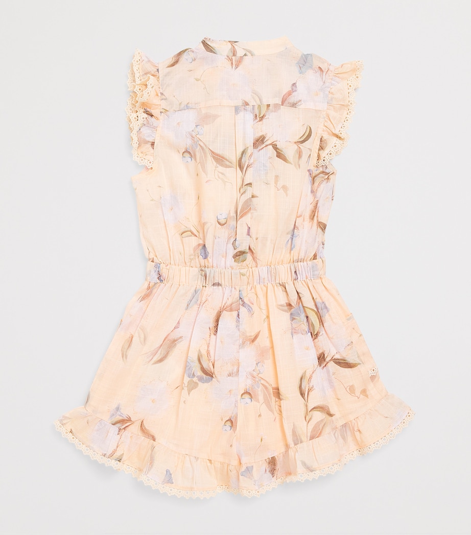 Cotton Crochet-Trim Cascadian Frill Playsuit (2-12 Years) CREAM FLORAL Image 2