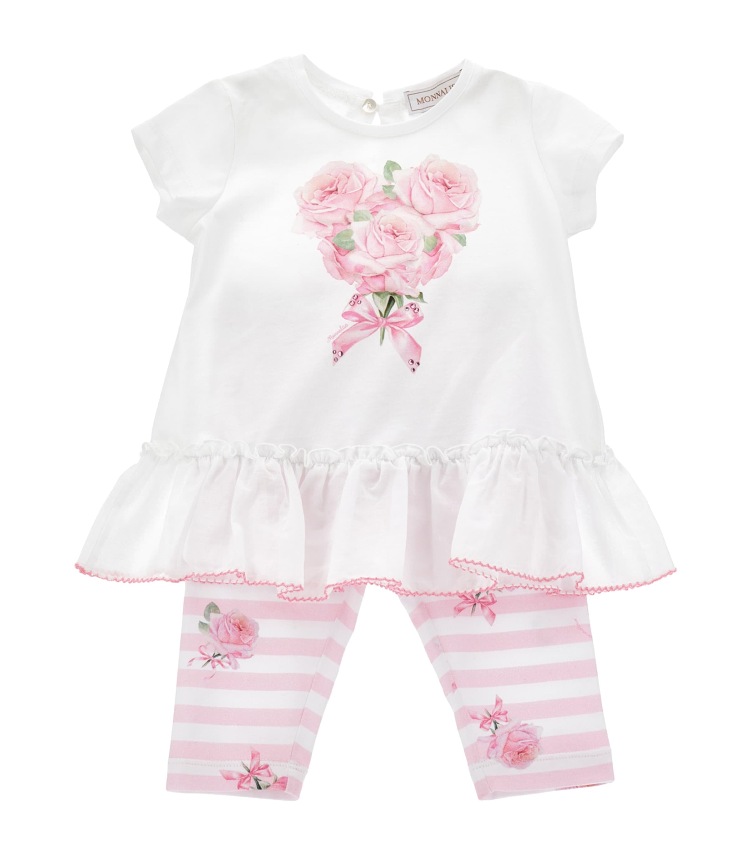 Monnalisa Set Aus Rosafarbenen Leggings Und T-shirt