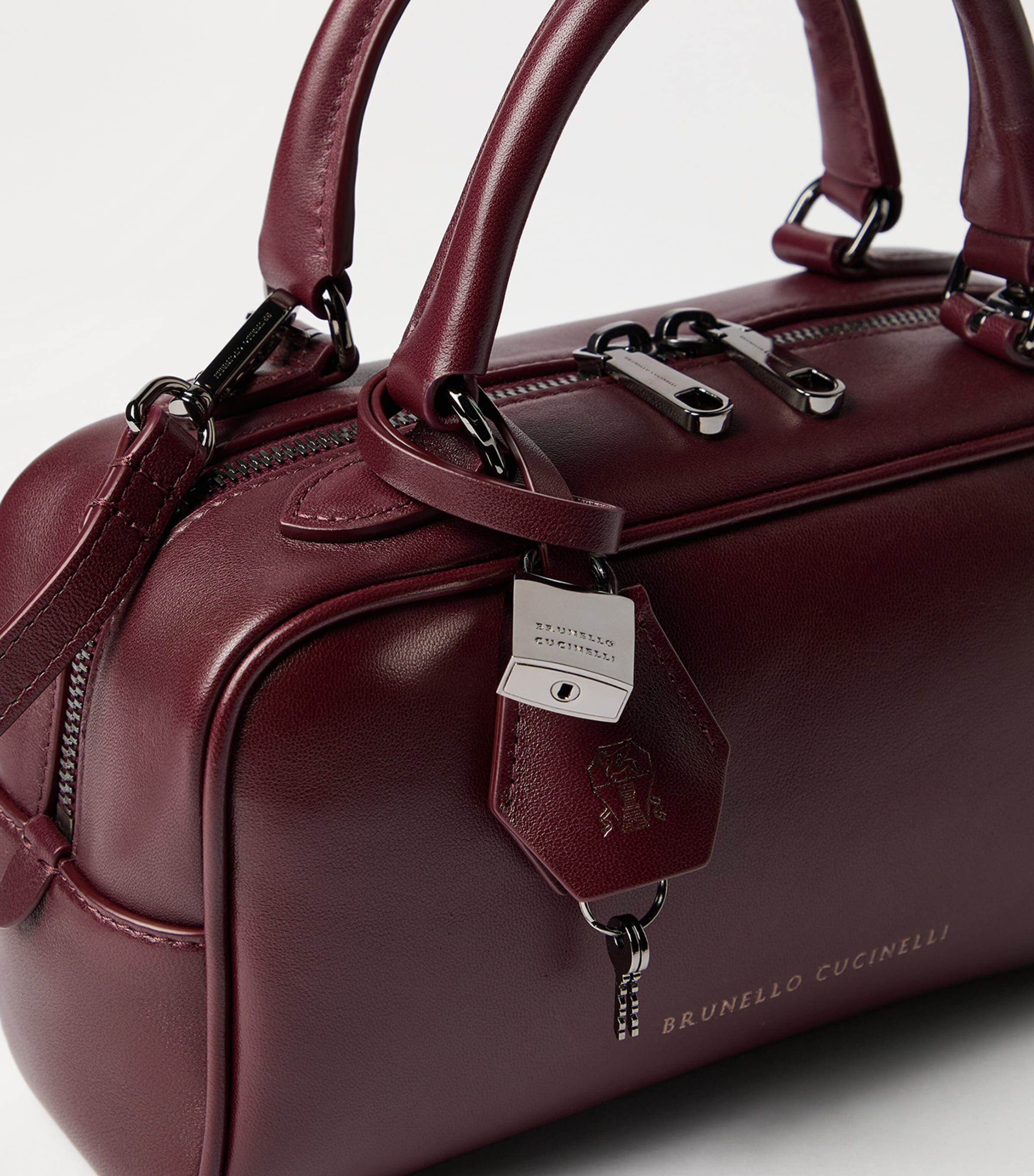 Small Leather Explorer Boston Top-Handle Bag C4187 Image 6