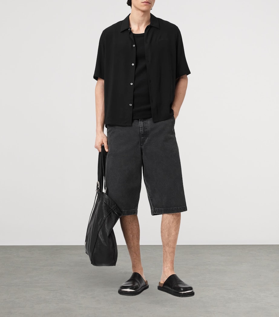 AllSaints Mens Baron Short-Sleeve Shirt Jet Black Image 7