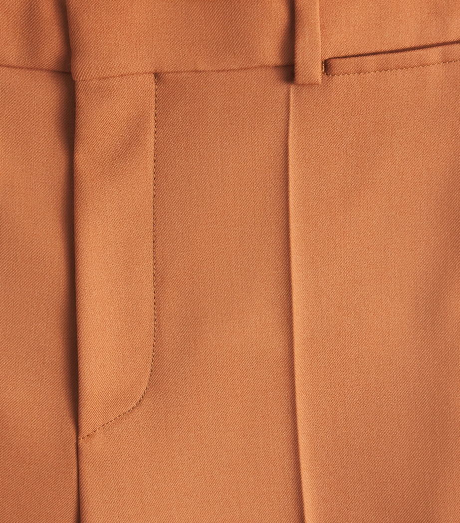 Chloé Womens Wool Flared Trousers Tannish Red Image 2