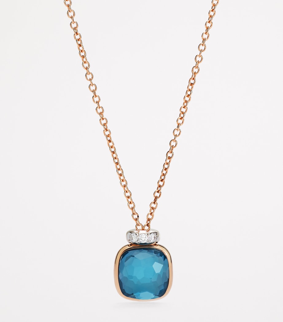 Mixed Gold, Blue Topaz and Diamond Nudo Necklace DB0TL Image 2