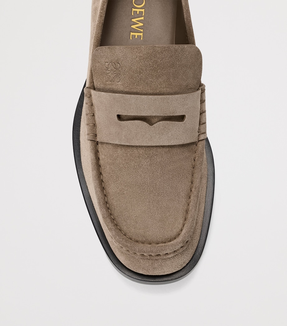 LOEWE Suede Bobine Loafers Hazelnut Image 4