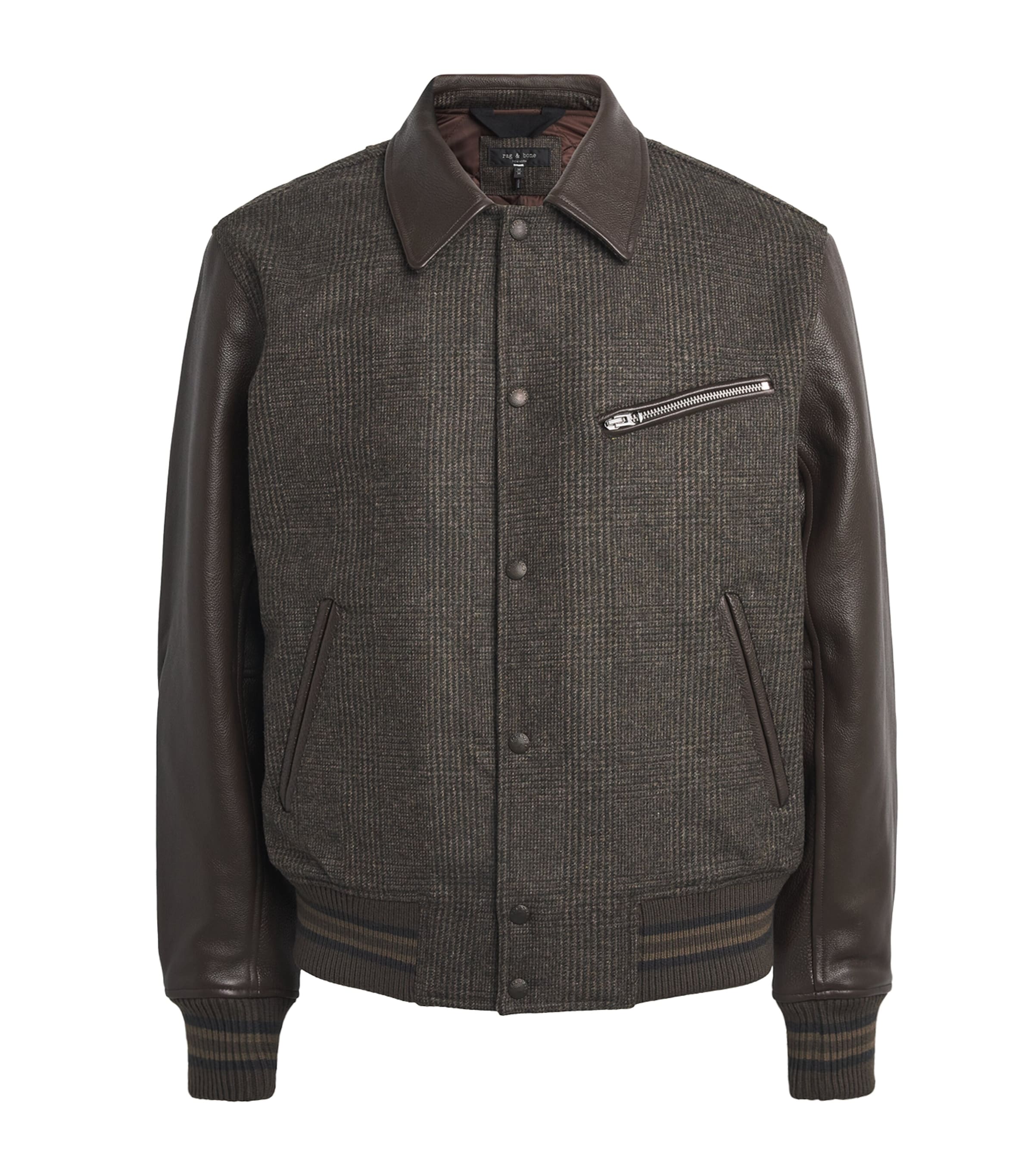 Wool Leather-Trim Bomber Jacket BROWN Image 1