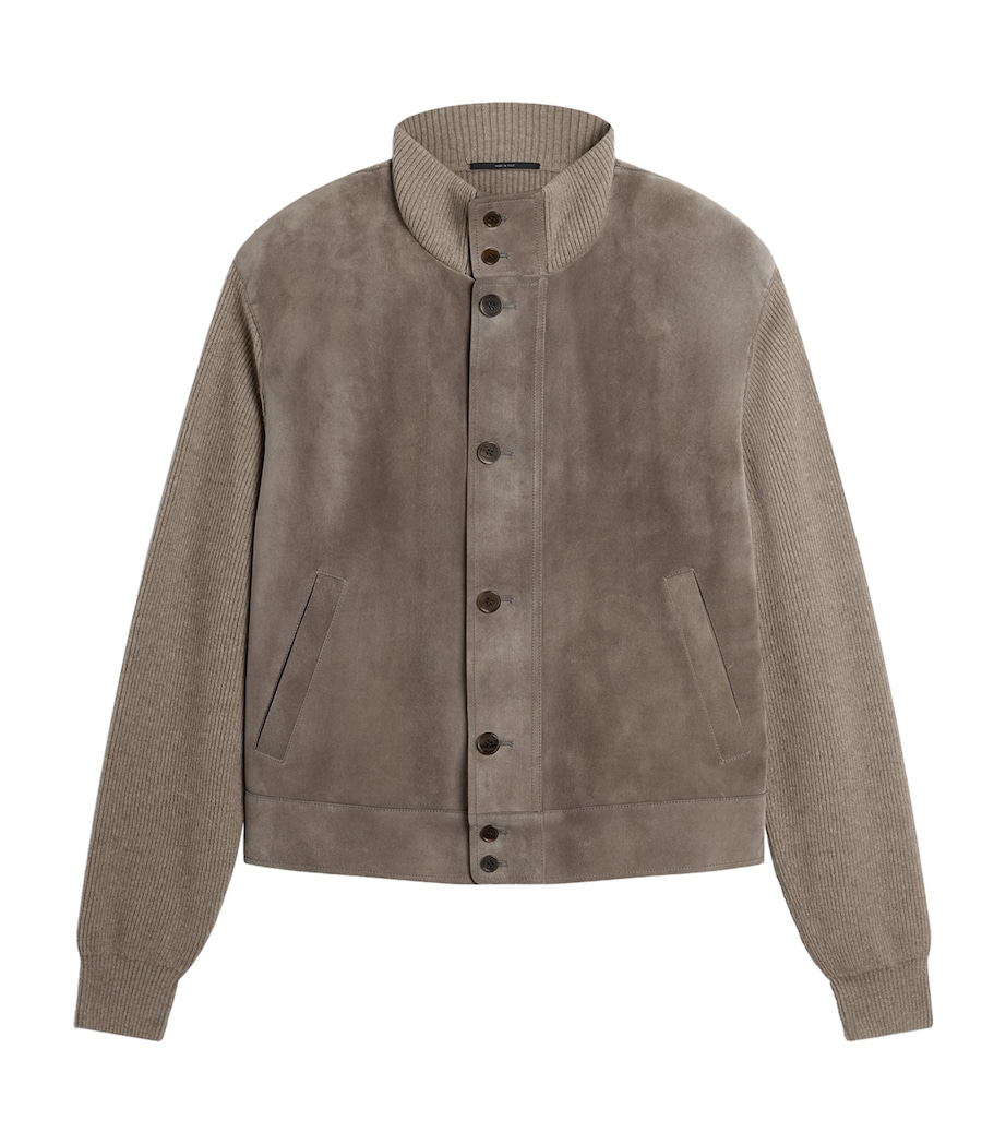 Dunhill Mens Cashmere-Leather Bomber Jacket Image 1
