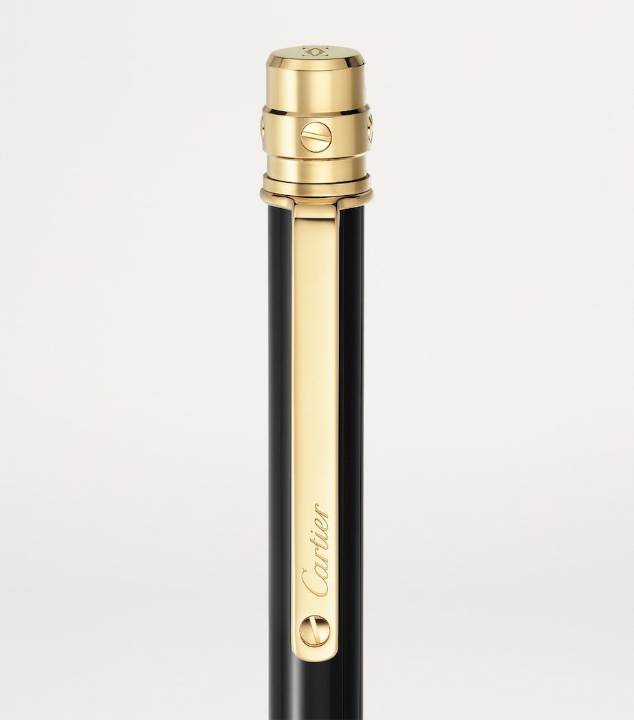 Santos de Cartier Ballpoint Pen BLACK & GOLD Image 3