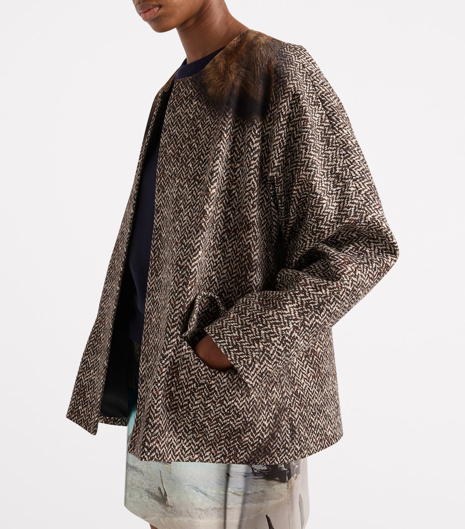 Prada Womens Printed Drill Caban Jacket Image 3