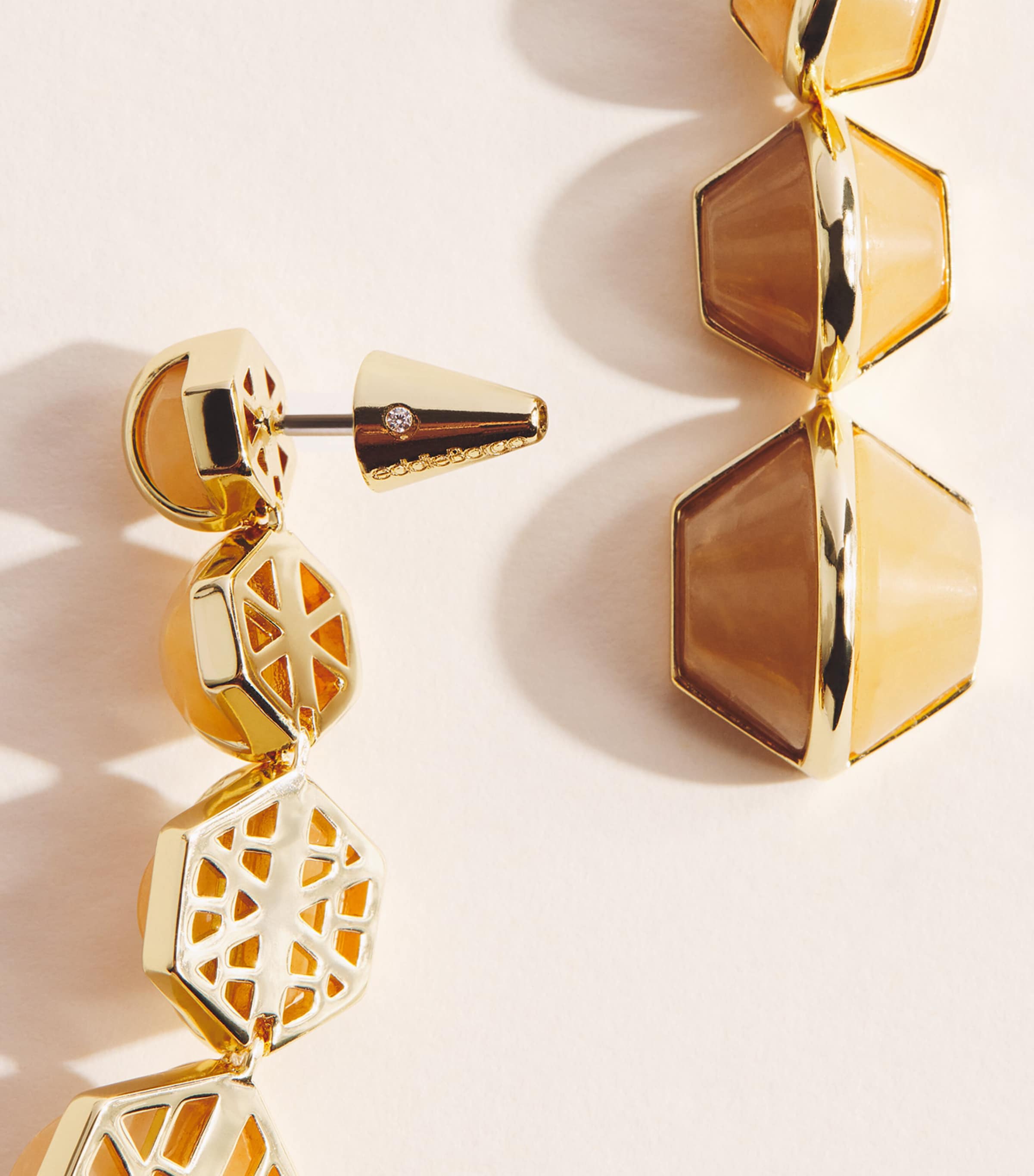 Eddie Borgo Gold-Plated Inlaid Honeycomb Earrings Gld/ambr/argnt Image 5