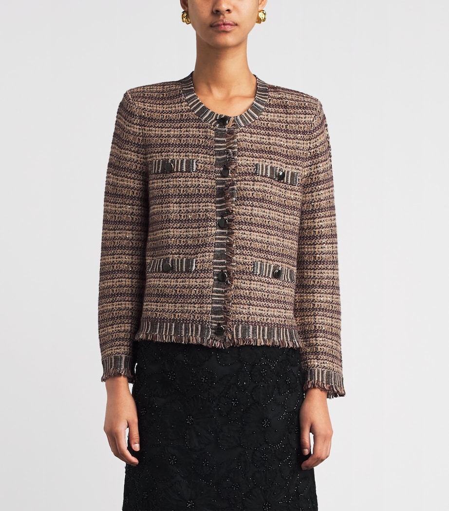 Veronica Beard Womens Wool-Blend Tweed Sariyah Jacket Burgundy Multi Image 5