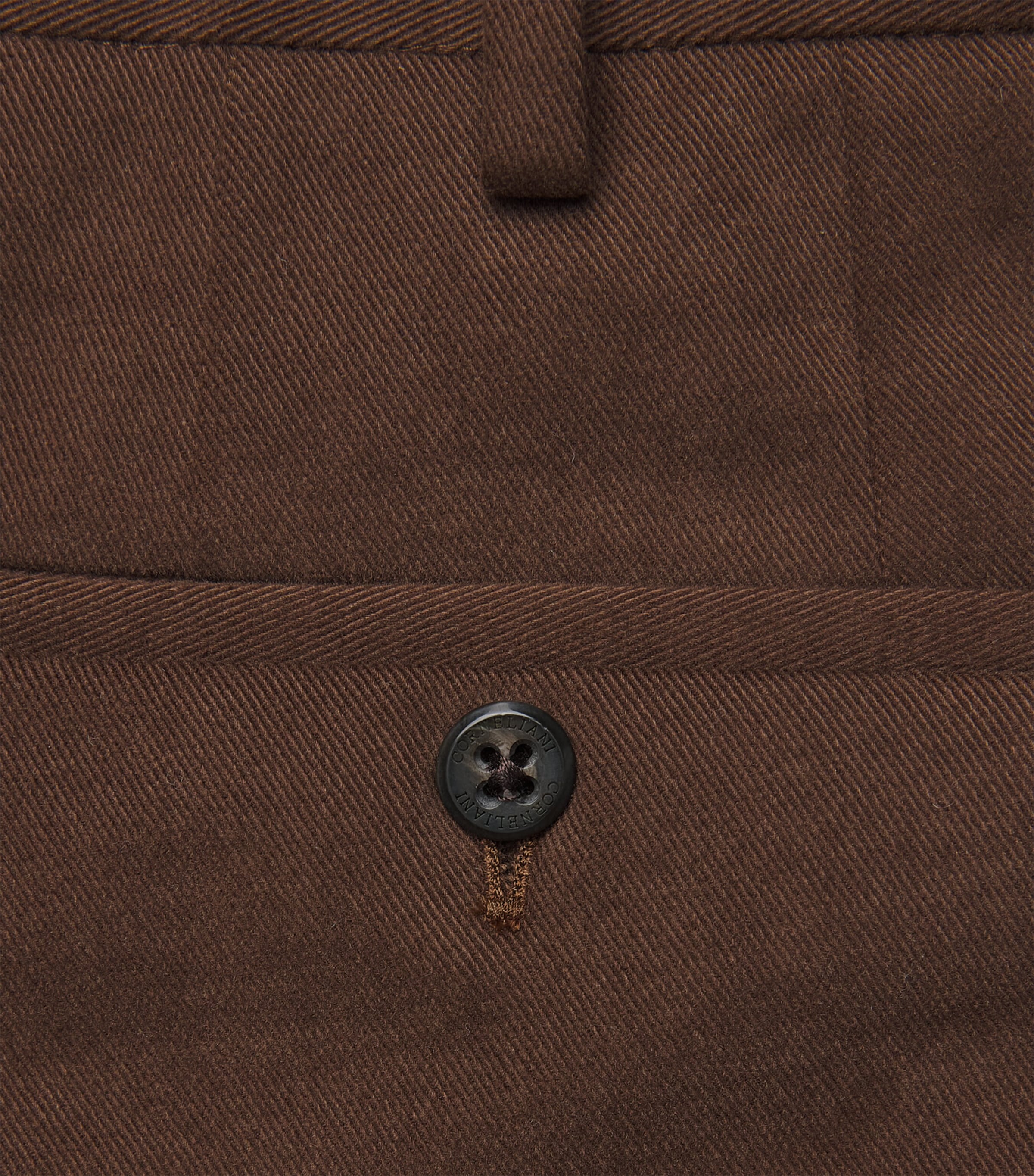 Corneliani Mens Cotton Twill Flat-Front Trousers Burnd Land Brown Image 6