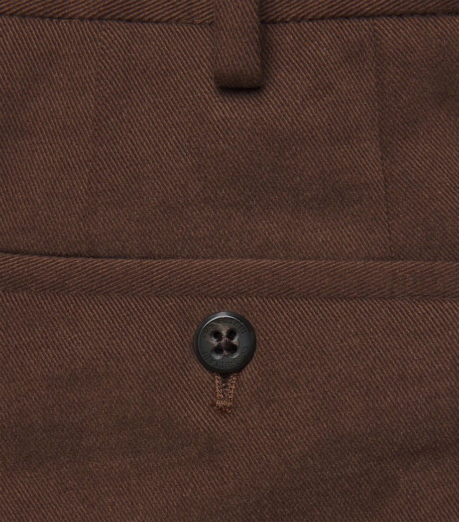 Corneliani Mens Cotton Twill Flat-Front Trousers Burnd Land Brown Image 6