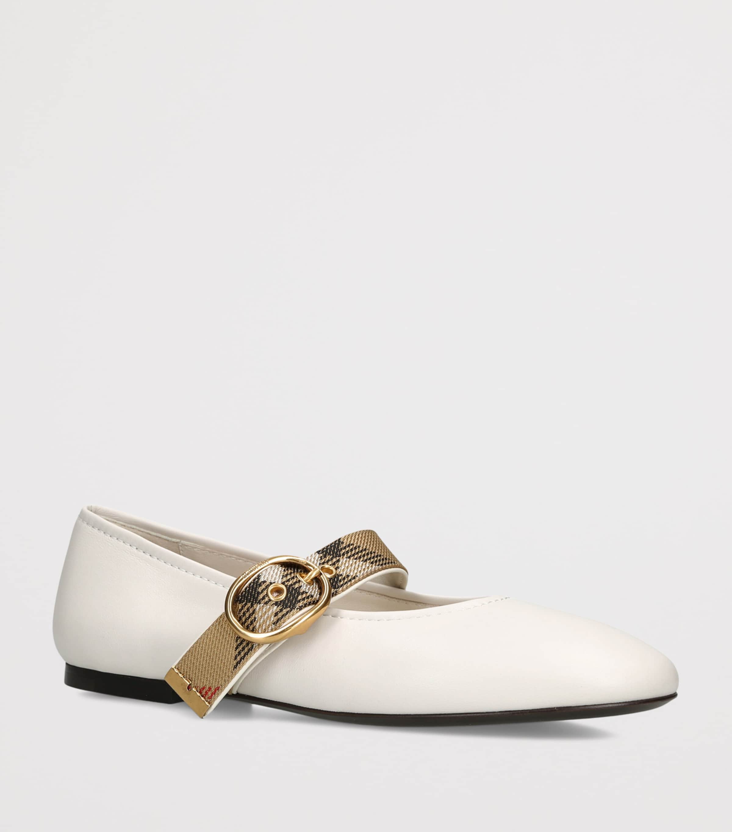 Burberry Leather Robin Ballet Flats Cream Image 2