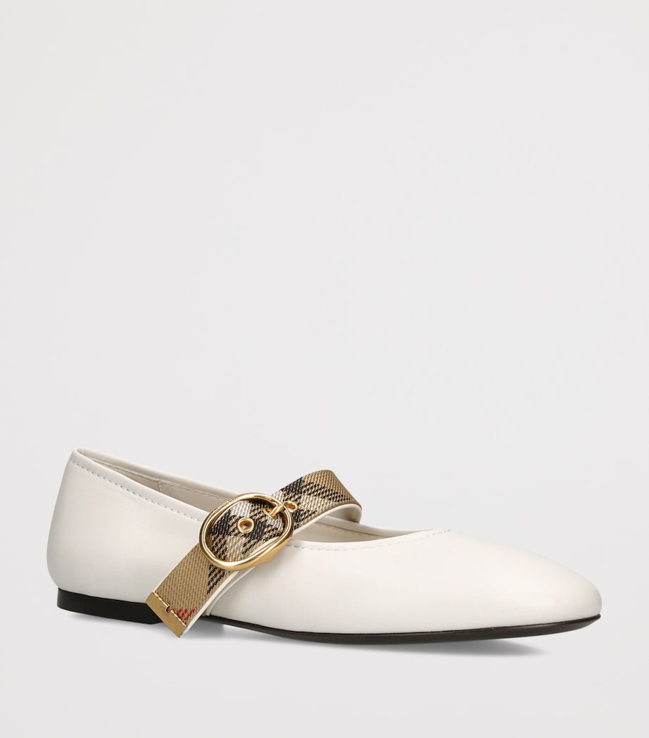 Burberry Leather Robin Ballet Flats Cream Image 2