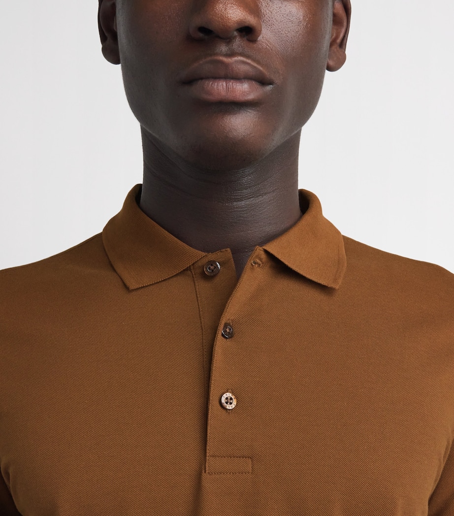 Falke Mens Pima Cotton Piqué Polo Shirt Cappucino Image 3