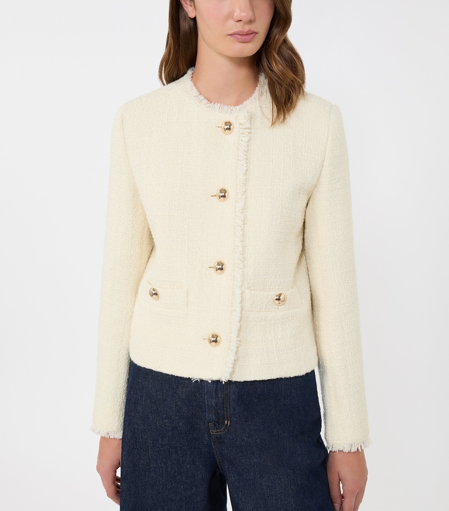 Wool-Blend Round-Neck Jacket ECRU Image 5