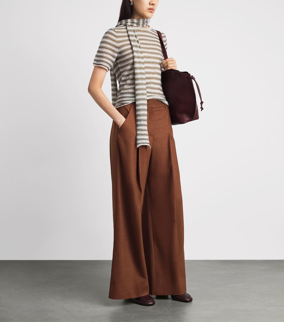 ME+EM Womens Wool-Blend Wide Trousers Pecan Brown Image 2