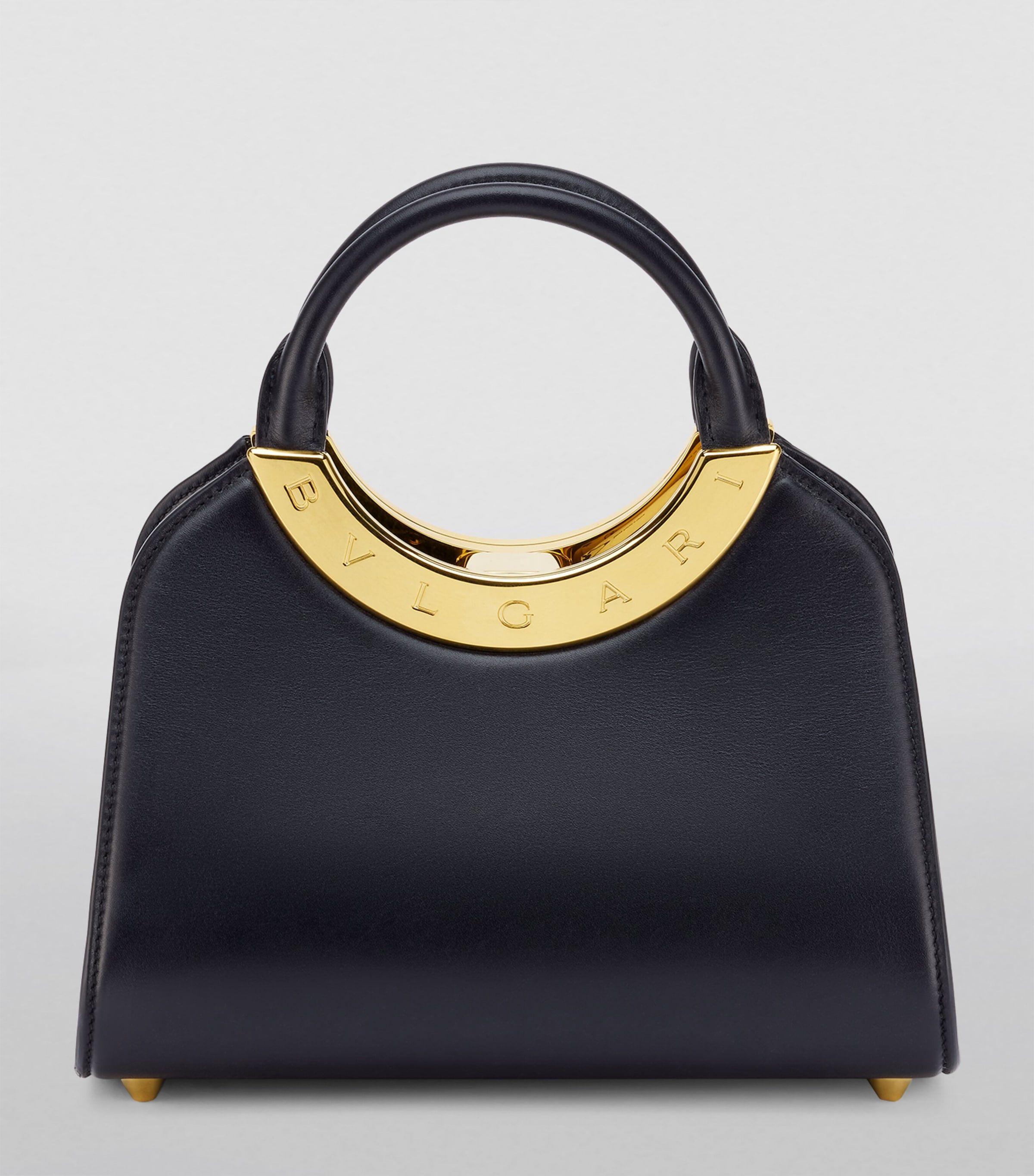 Small Leather Roma Top-Handle Bag BLACK Image 2