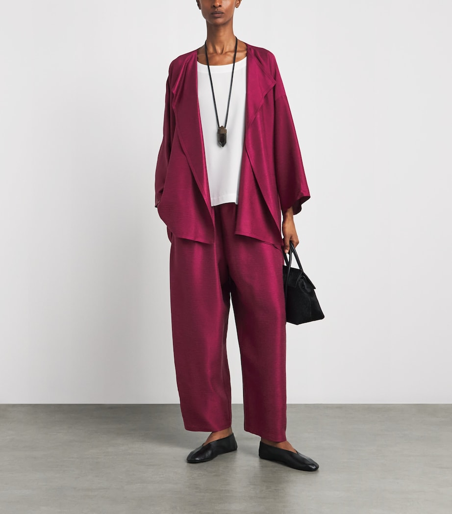 Eskandar Womens Silk Plissé Jacket Magenta Image 2
