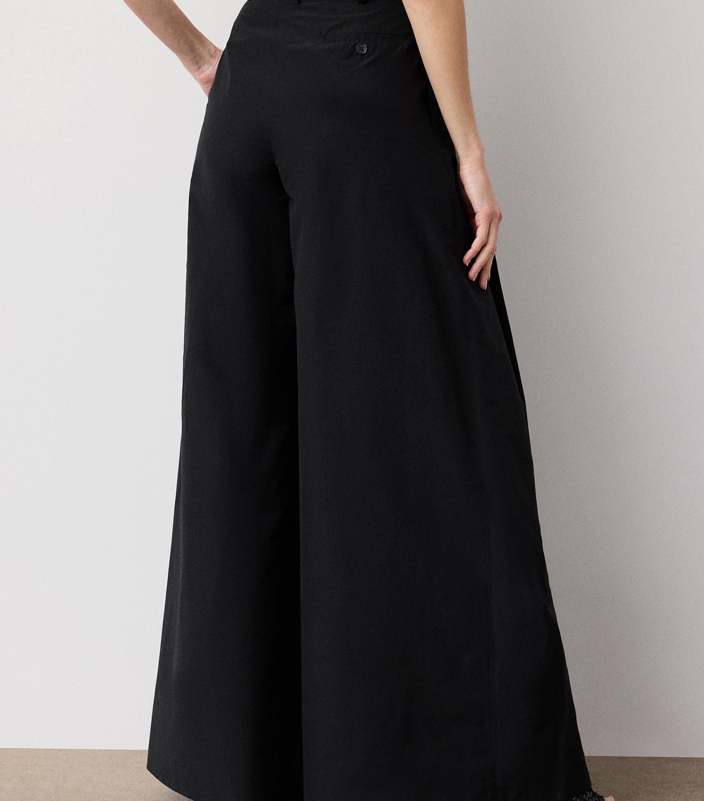 Ralph Lauren Collection Womens Cotton-Blend Poplin Vanessa Wide-Leg Trousers Black Image 4