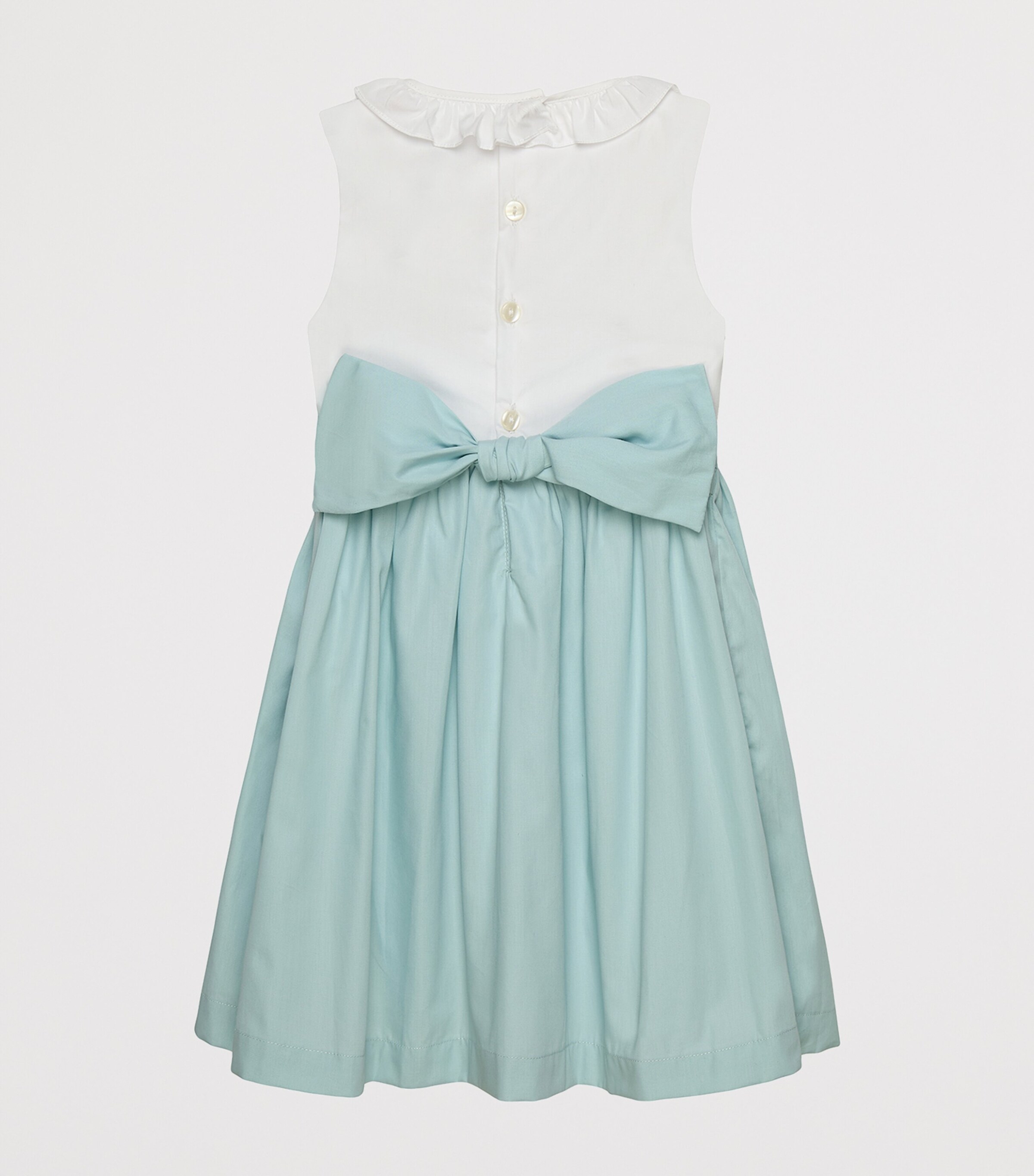 Trotters Smocked Willow Rose Dress (6-11 Years) Sea Blue/white Image 2
