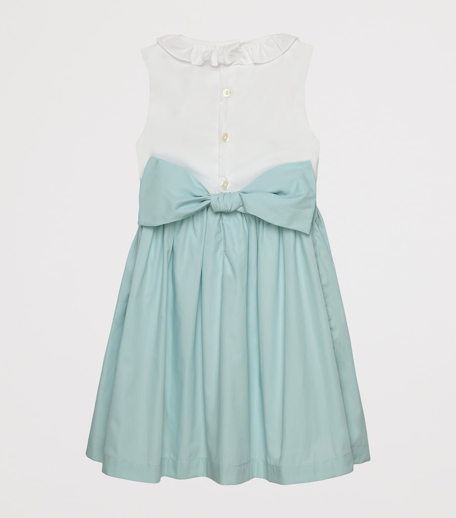 Trotters Smocked Willow Rose Dress (6-11 Years) Sea Blue/white Image 2