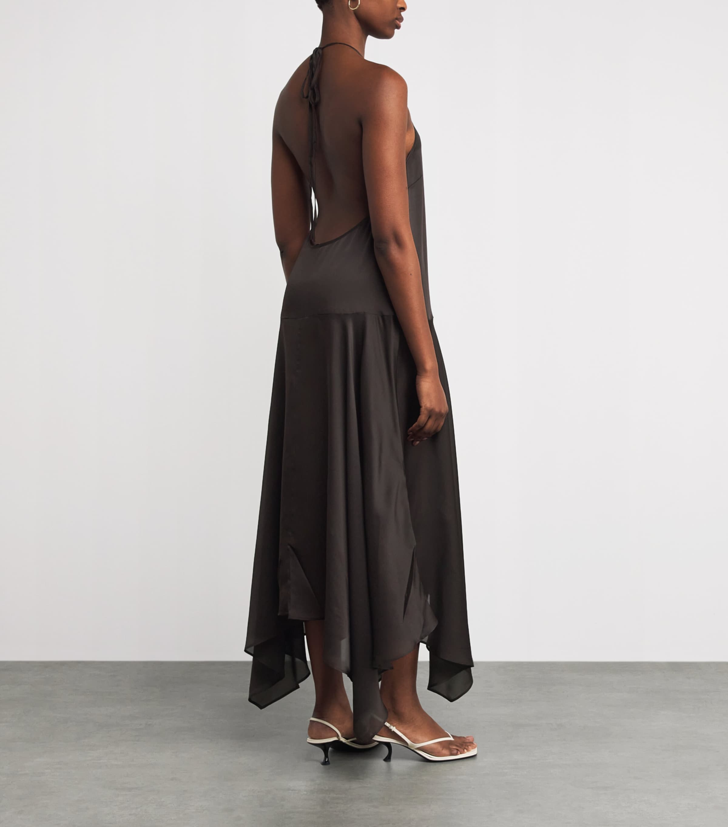 St. Agni Womens Silk Handkerchief Maxi Dress Bark Image 5