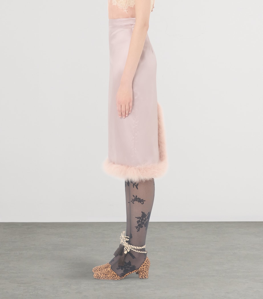Satin Feather-Trim Skirt MM5 Image 3