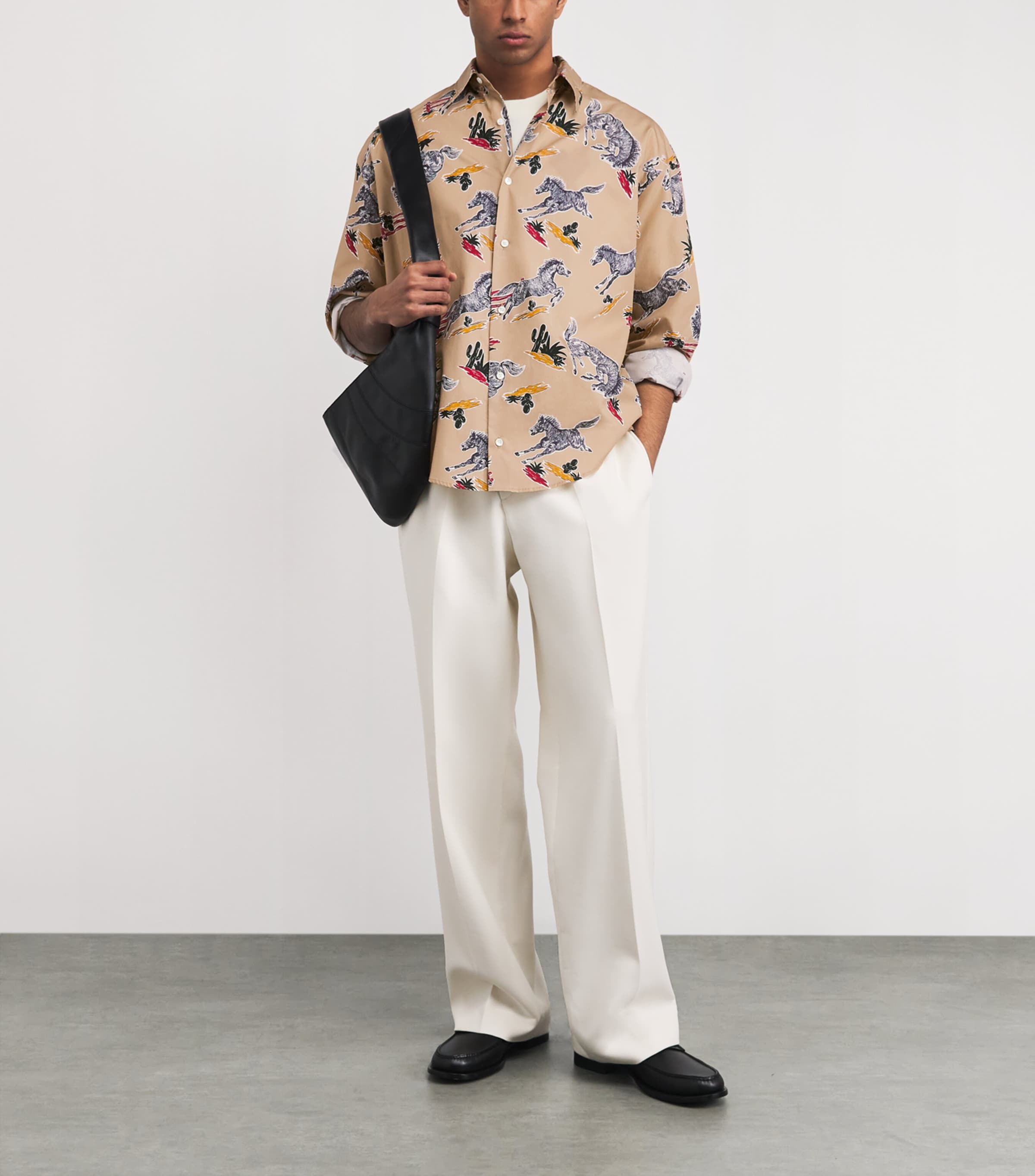 Cotton Horse Print Shirt 280 CAMEL Image 2