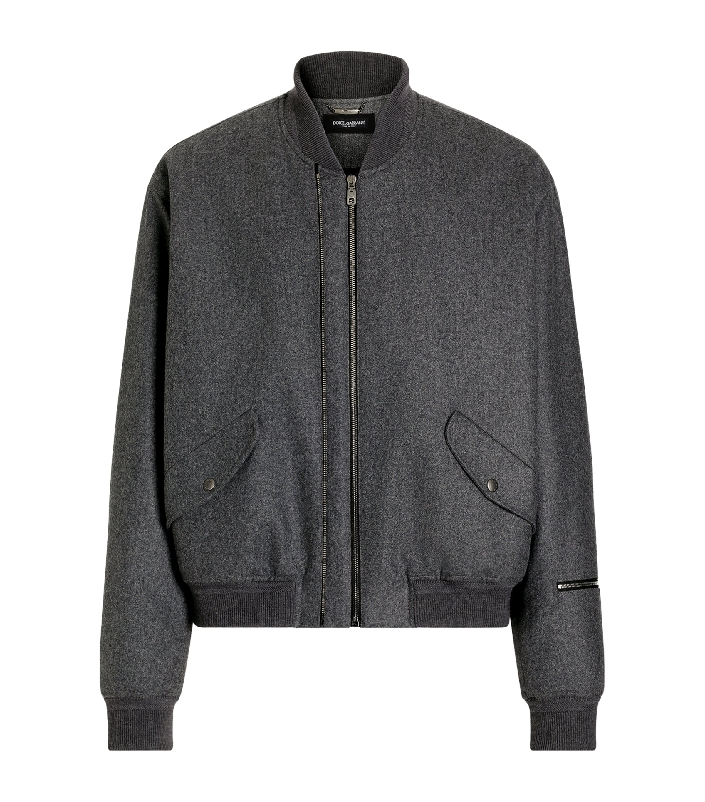 Dolce&Gabbana Mens Virgin Wool Bomber Jacket Melange Grey Image 1