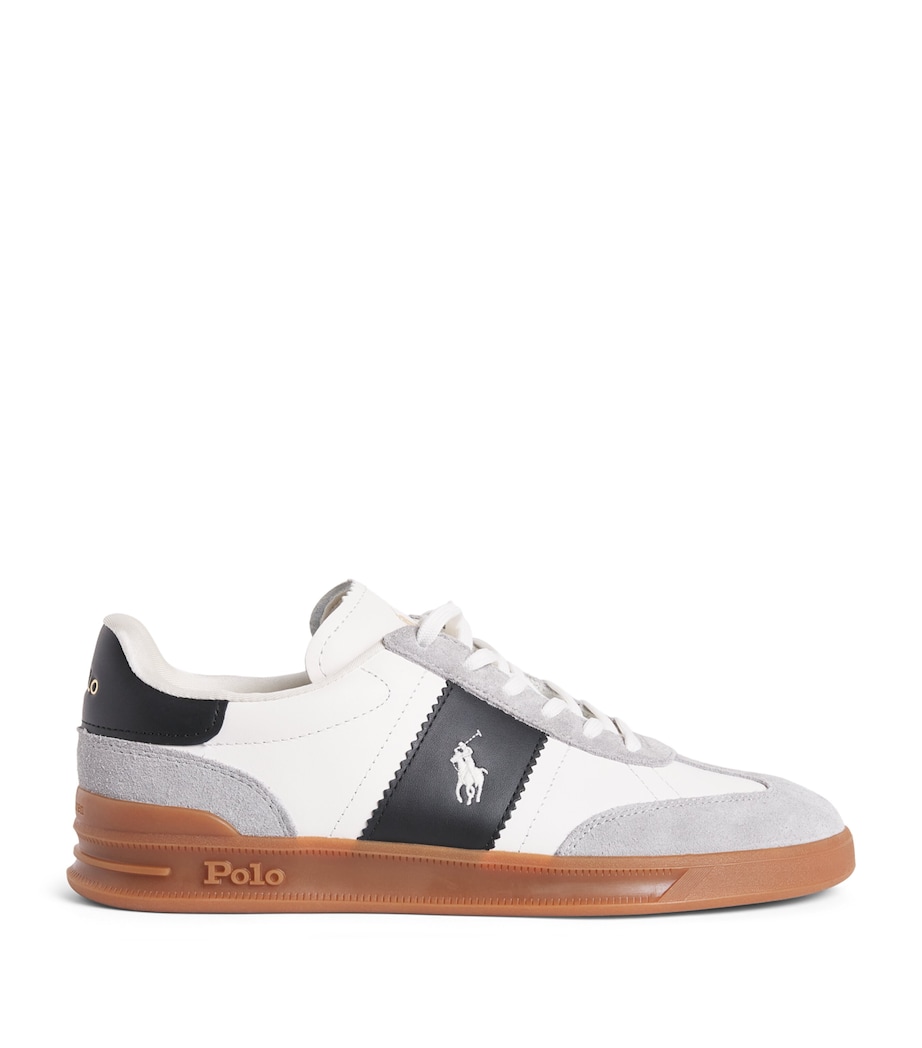 Polo Ralph Lauren Leather-Blend Heritage Court Sneakers White/black/sft Grey Image 1