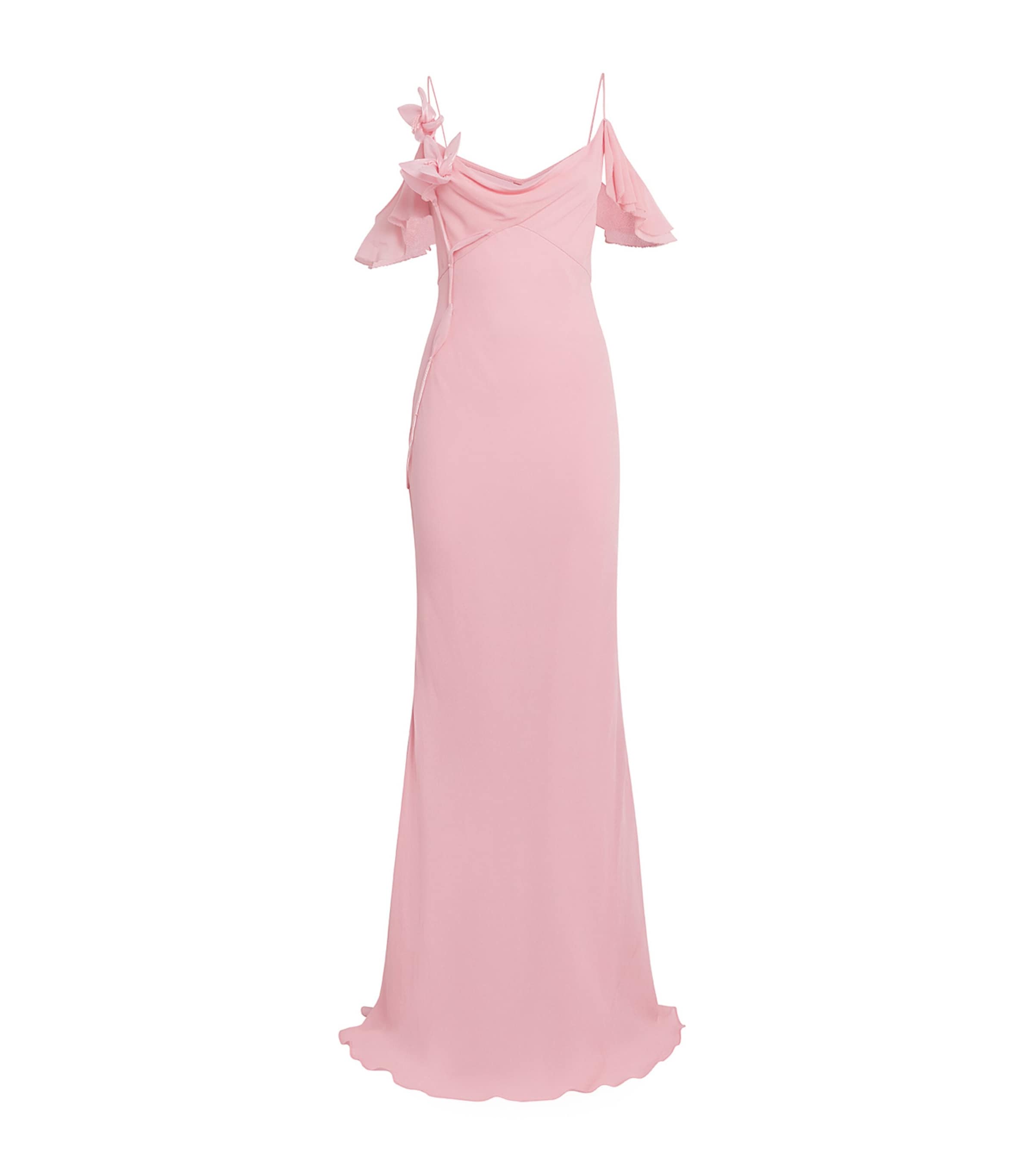 Flower Georgette Maxi Dress PINK Image 1