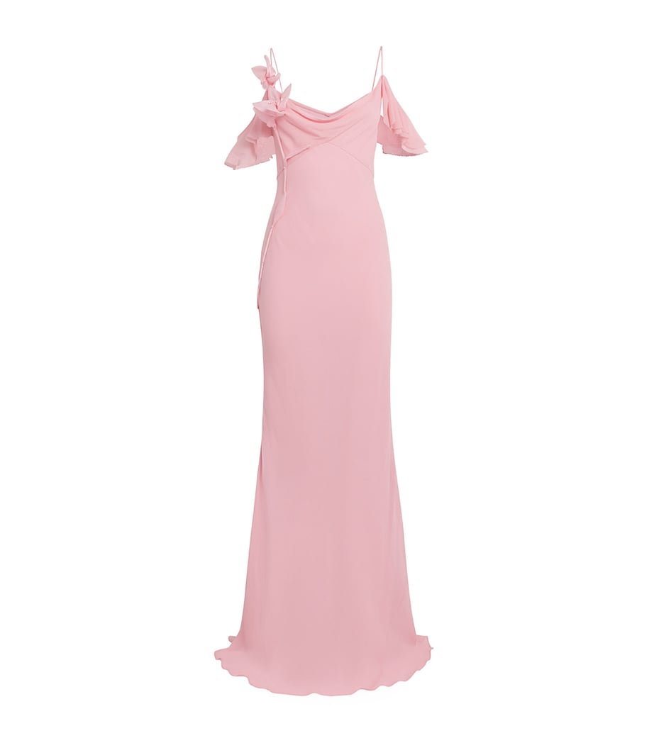 Flower Georgette Maxi Dress PINK Image 1